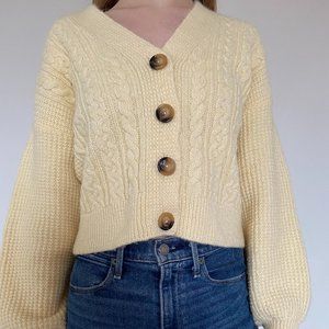 Cropped Cream Knit Cardigan